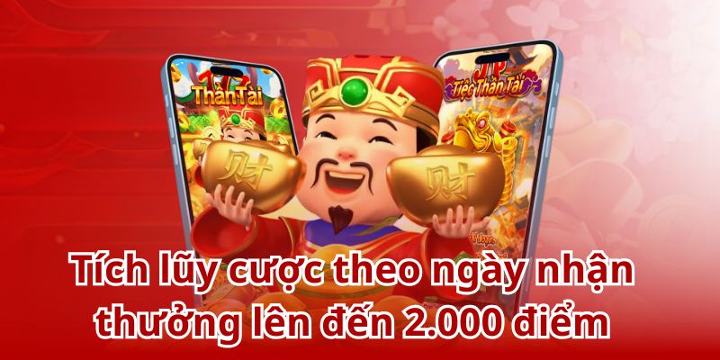 Tích lũy cược theo ngày nhận thưởng lên đến 2.000 điểm